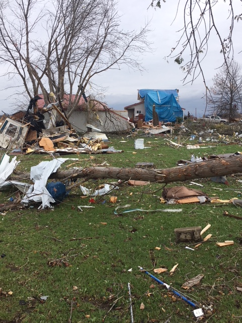 Close up view of Williamsfield Tornado damage, November 5, 2017