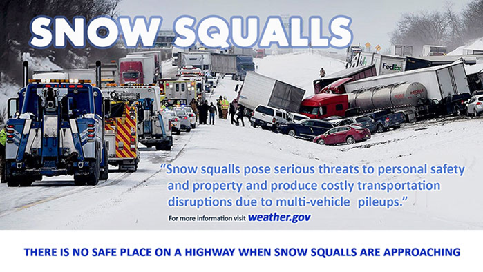 traffic pile-up due to a snow squall