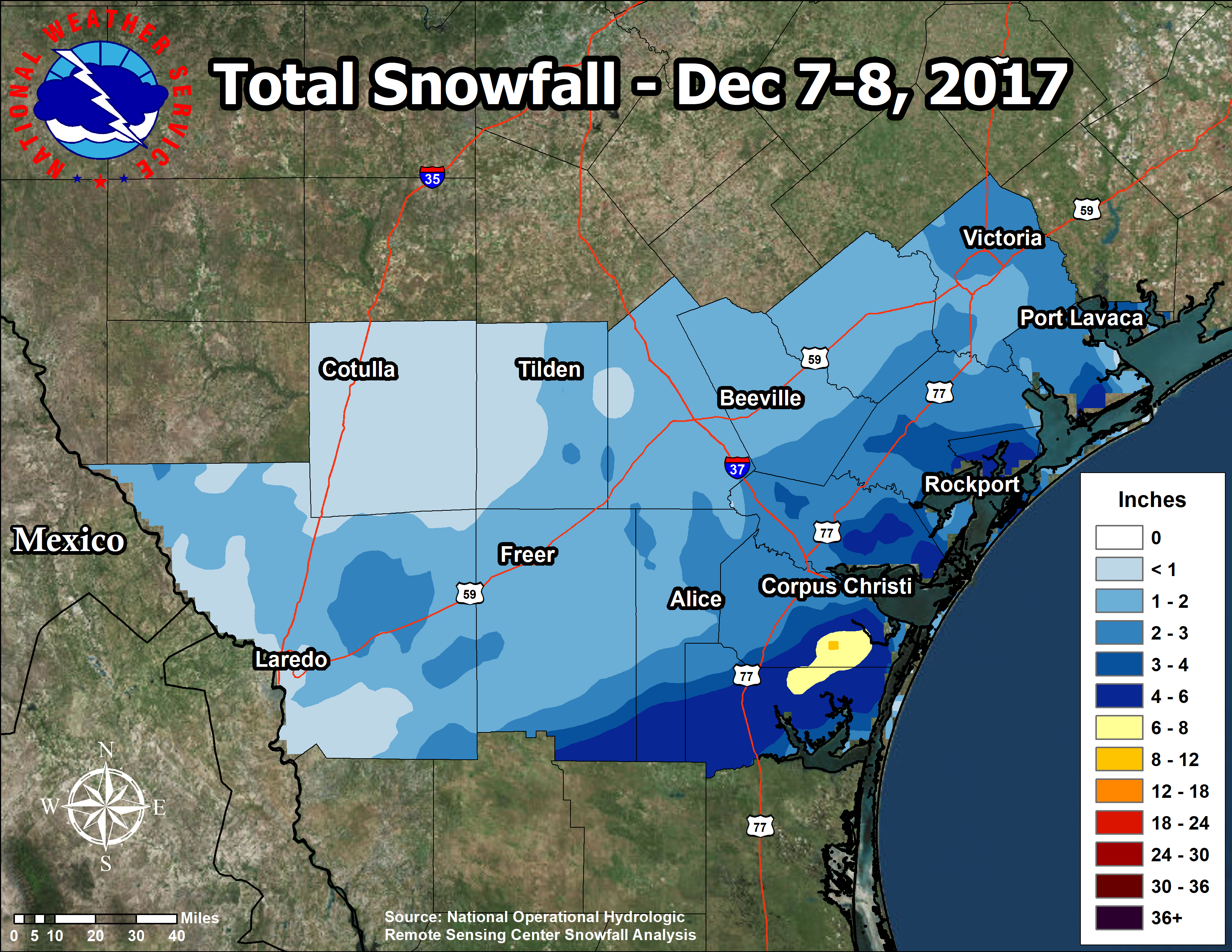 South Texas Snowstorm - December 7-8, 2017