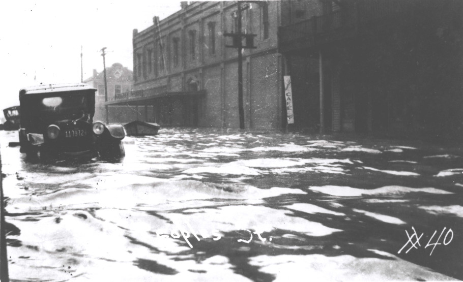 Flooding of Peoples Street in downtown Corpus Christi.