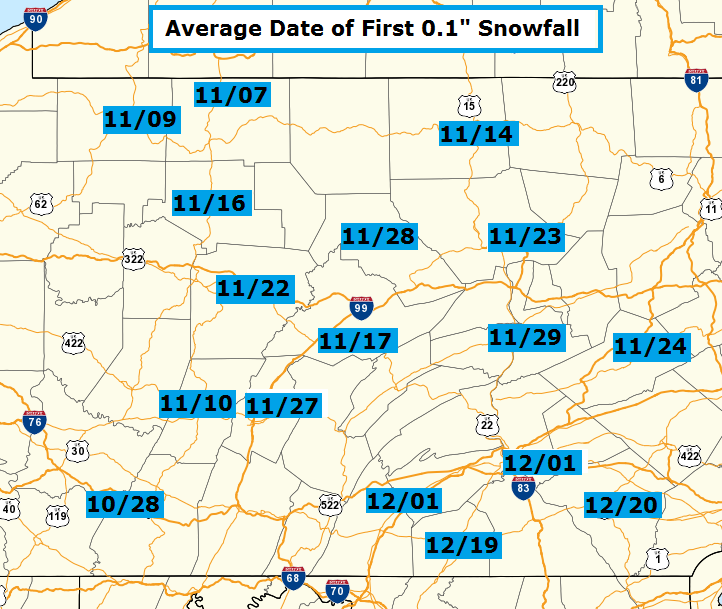 Date of Average Frist Snowfall