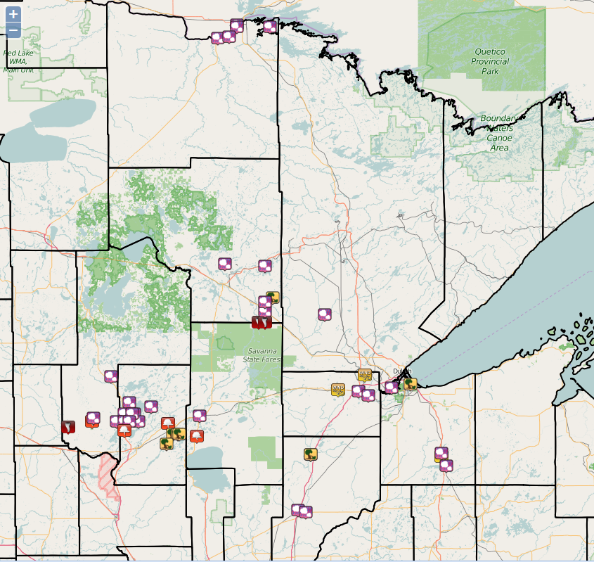 Plot of LSR reports received as of 10 AM Monday morning from storms on June 19th