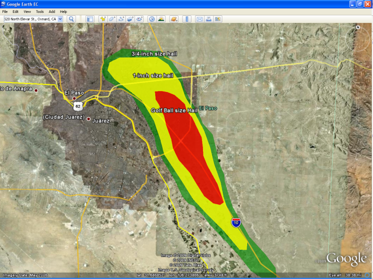 image of the hail swath
