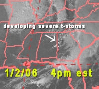 [ Visible satellite image showing storms at 4pm est ]