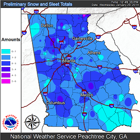 [ Total Snow Accumulation for North and Central Georgia ]