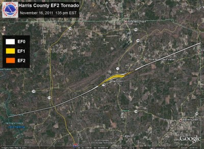 [ Track of Harris County tornado. ]