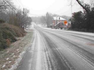 [ icy road in Lexington, GA - a typical scene across GA ]