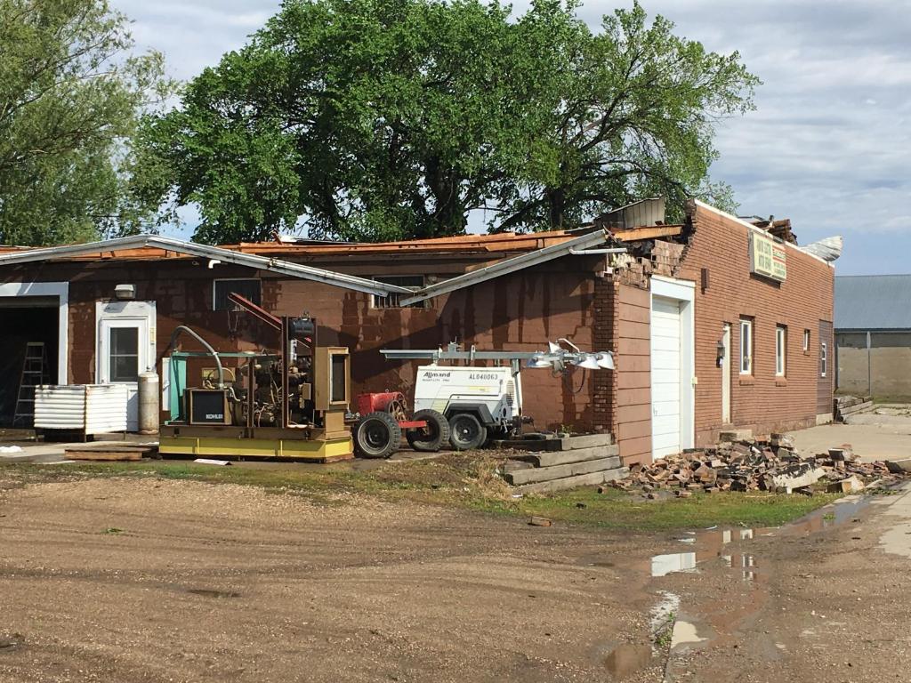 Damage to building in Armour, South Dakota