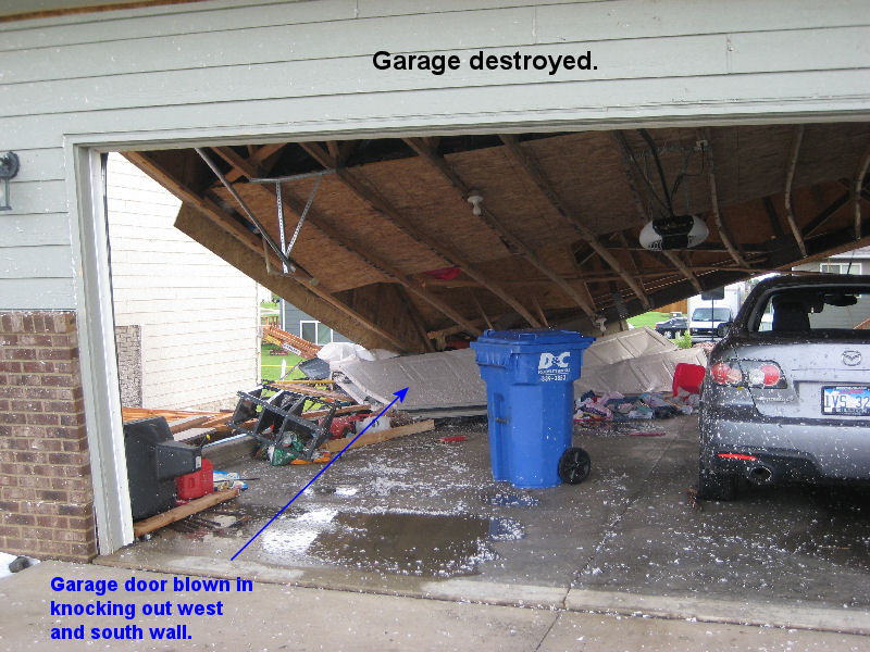 2-car garage destroyed.