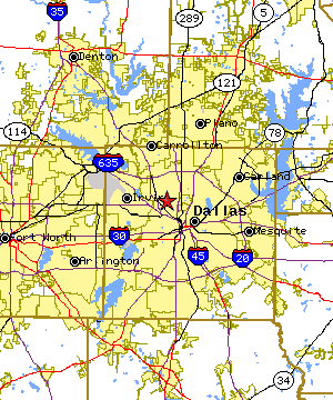 Map of the Love Field region