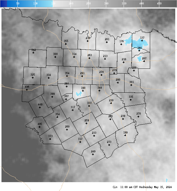 Automatically generated image showing areas of convective inhibition.