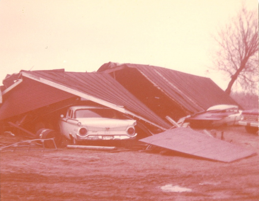 Damage south of Marne, Michigan after April 11, 1965 tornado