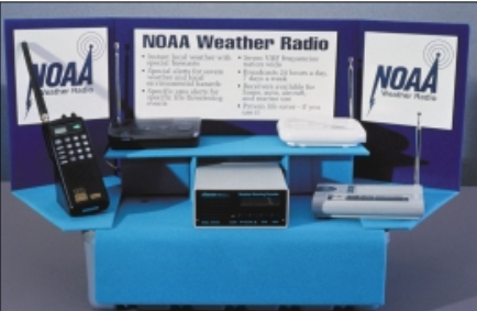 A display showing NOAA Weather Radios