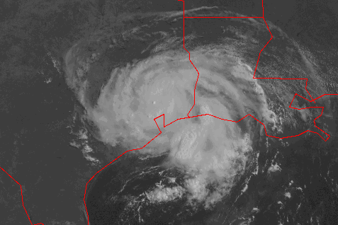 NOAA visible satellite image of Tropical Storm Edouard taken at 10:15 AM CDT on August 5th, 2008.