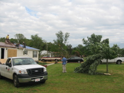 The tornado caused mostly minor damage to a few homes and downed some large trees.