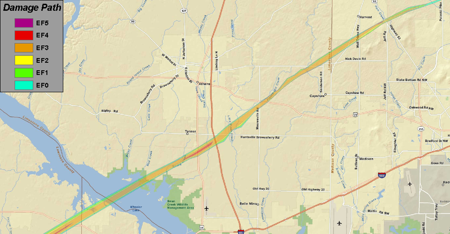 EF5 Tornado Track: Franklin(AL) to Franklin(TN)1500 x 781