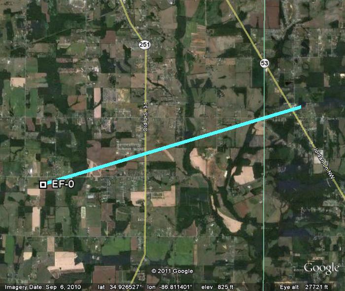 Northeast Limestone/Northwest Madison County Tornado Path