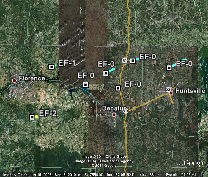Map of the May 25-26, 2011 Tornadoes