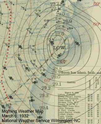 Morning weather map from March 6, 1932