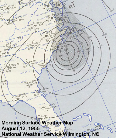 Surface weather map of 1955's Hurricane Connie