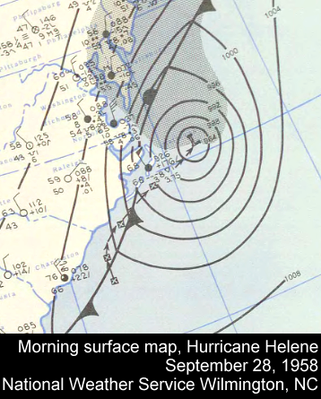 Weather map of Hurricane Helene, September 28, 1958