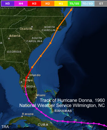 Track of Hurricane Donna, September 1960