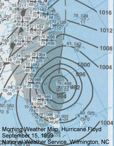 Morning Weather Map, September 15 1999, Hurricane Floyd