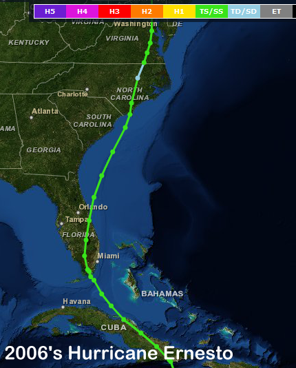 Track of Hurricane Ernesto