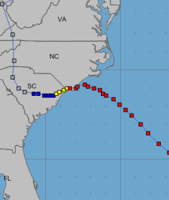 Track of Hurricane Florence in September 2018