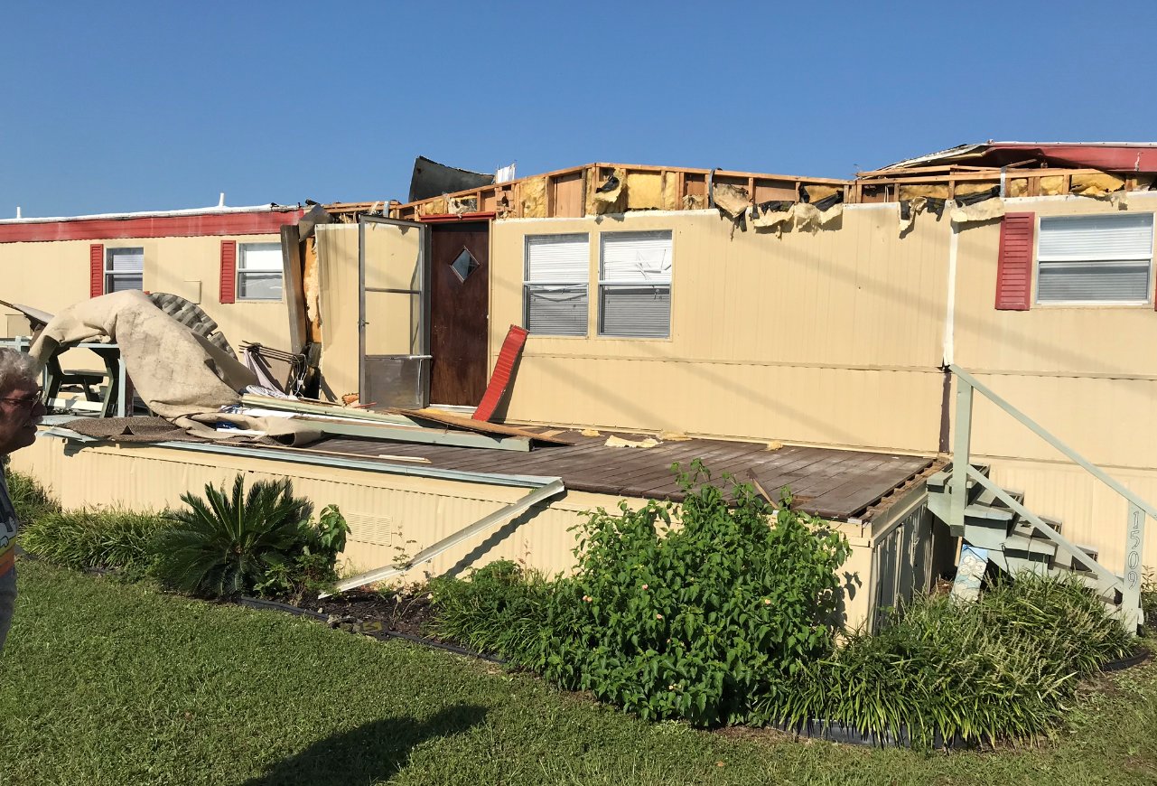 Tornado damage occurred to at least eight trailers at the Waterway View Mobile Home Park in North Myrtle Beach.