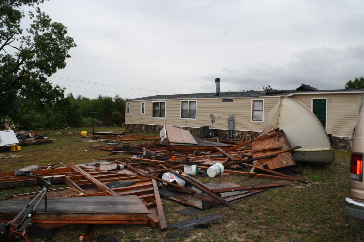 Damage to a mobile home and a shed.  Picture credit: Robeson County Emergency Management Agency