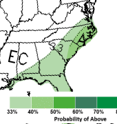 NWS Climate Prediction Center rainfall outlook for Fall 2020. There is a 40-50% chance of above normal rainfall.