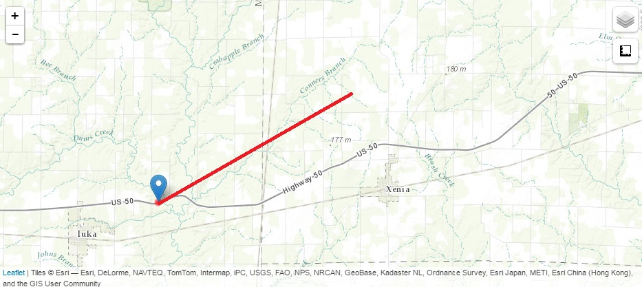 Track Map of Xenia tornado