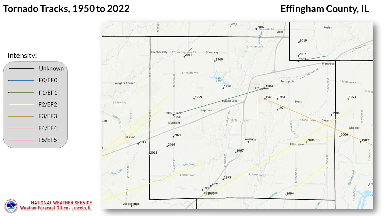 Effingham County tornadoes since 1950