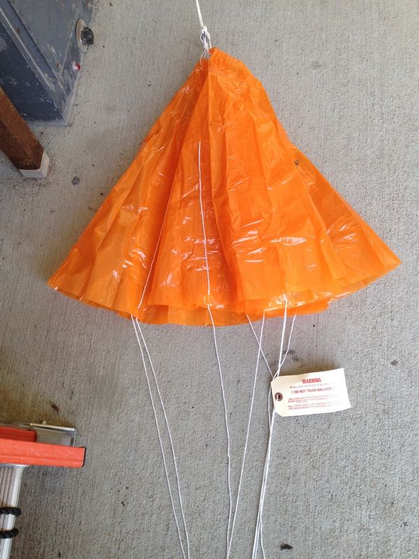 Close-up view of the parachute