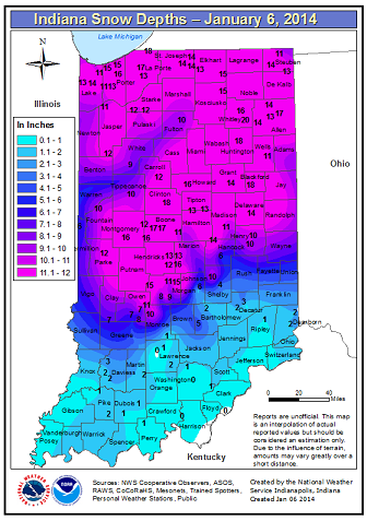 Snow depth as of 7:00 AM January 6. Click to enlarge.
