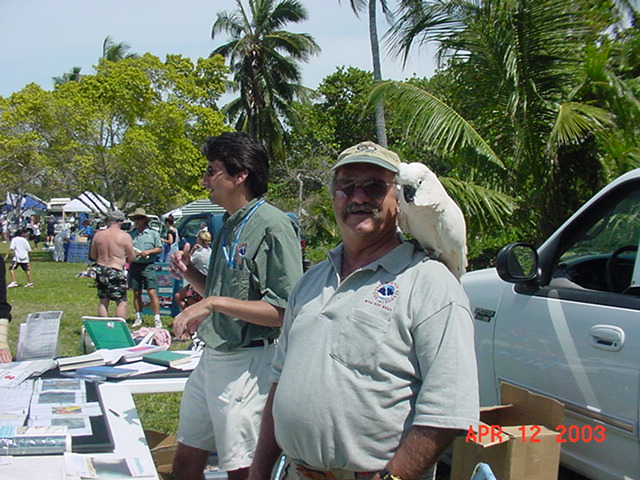 Jon Rizzo, Donald Byrd and Sidney greet visitors to Earth Day