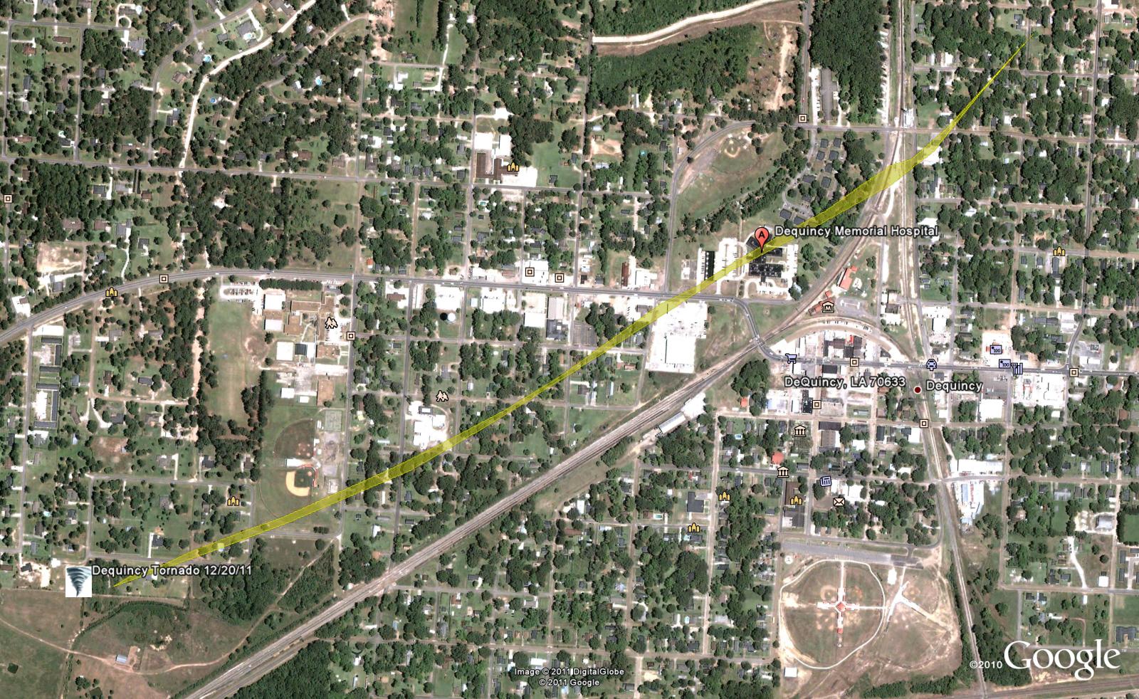 Map of DeQuincy tornado - click for larger image