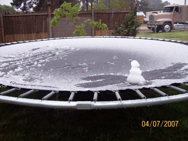 Image of snow on trampoline