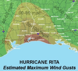 Rita Wind Gust Map image