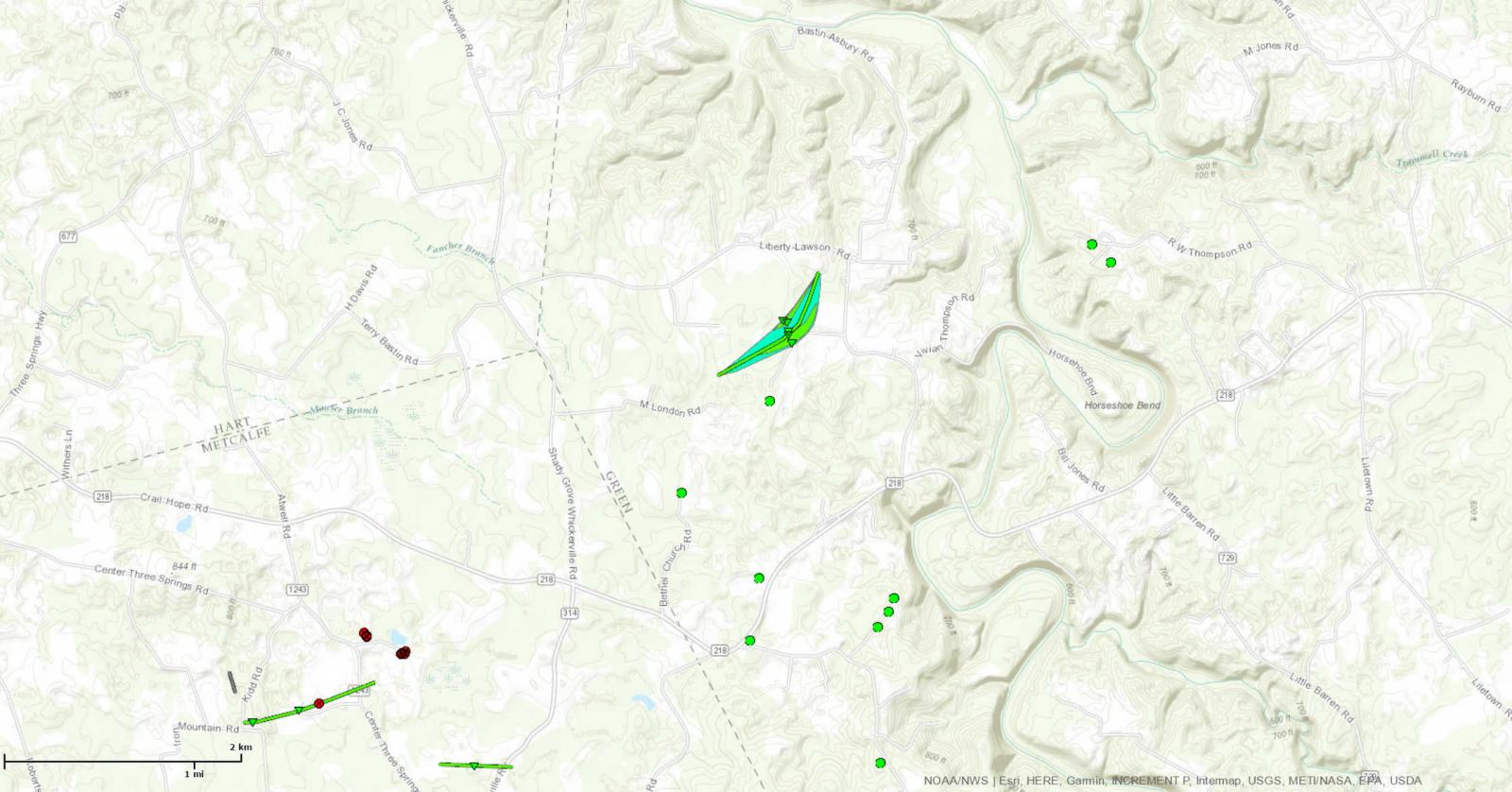 Green County Tornado Track Map