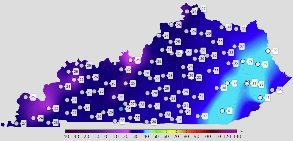 KY Mesonet Lows Oct. 31, 2023
