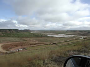 Water spilling out and speading out beyond Lake Alan Henry on 11/17/2004