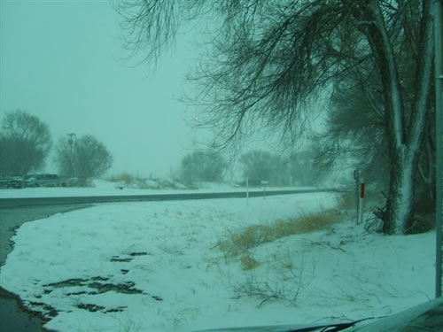 Image of snow taken from Muleshoe on 3 March 2008. Photo by Jack Rennels. 