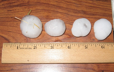 Image of large hail that fell at Reese Center