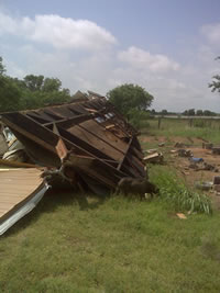 Damage near Turkey done by strong straight line wind early on June 14, 2010.