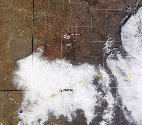 MODIS visible satellite image captured Tuesday afternoon (10 January 2012)
