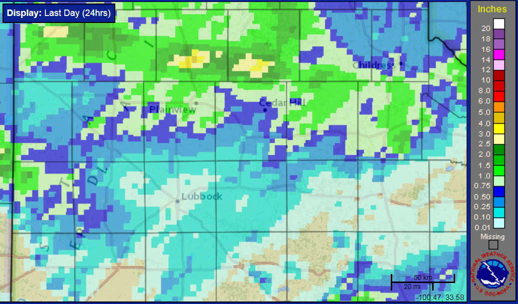 24 hour radar--estimated and bias-corrected rainfall totals ending at 4 pm on Tuesday, 15 August 2017.