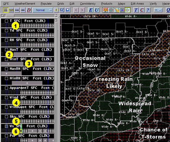 A quick look at the Graphical Forecast Editor (GFE) used by the National Weather Service.