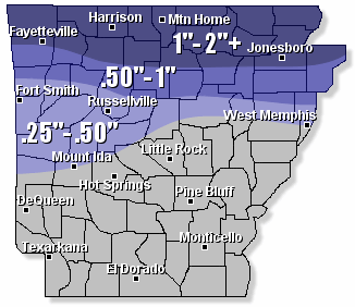 Storm total ice amounts through 6 am CST on 01/28/2008.